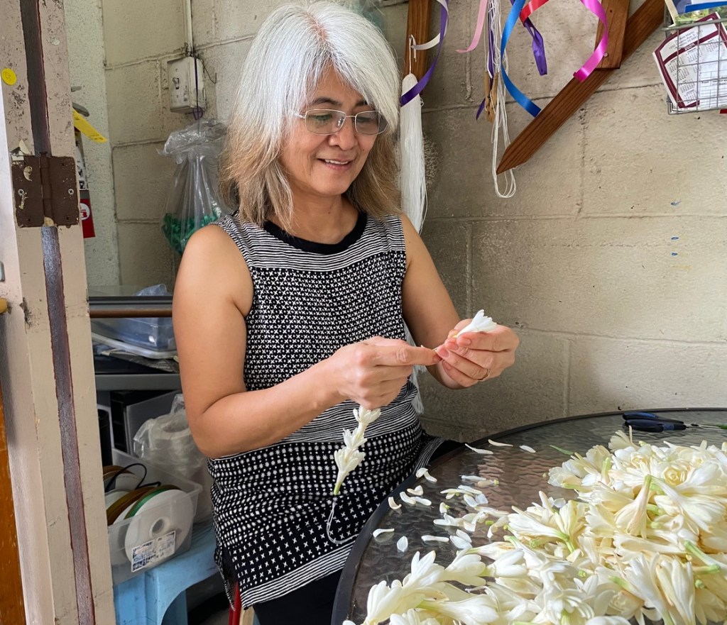 Nelita Gabbuat of Nita’s Lei and Flower Shop leis