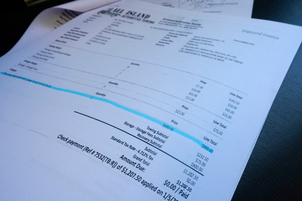 gate closes Makepono All Island Automotive Towing invoice