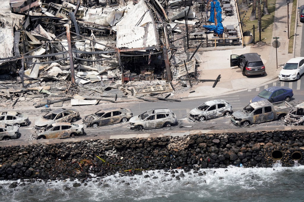 Front Street in Lahaina was once one of Hawaii’s most visited tourist destinations. The fire incinerated most of the once popular restaurants and shops. (Kevin Fujii/Civil Beat/2023)