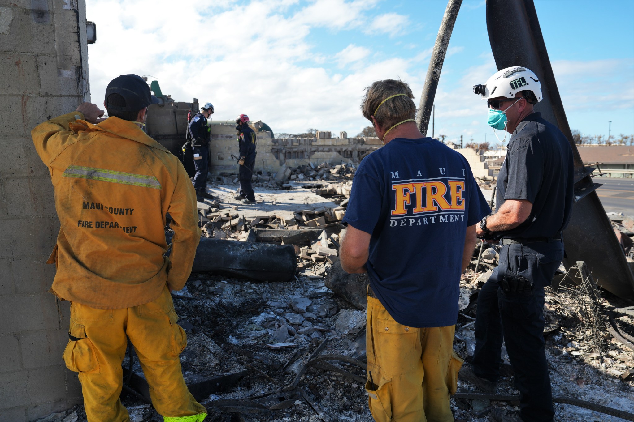 Lahaina, Hawaii (Aug. 16, 2023) - FEMA Urban Search and Rescue teams work with local fire departments and National Guard amid the Hawaii Wildfires.