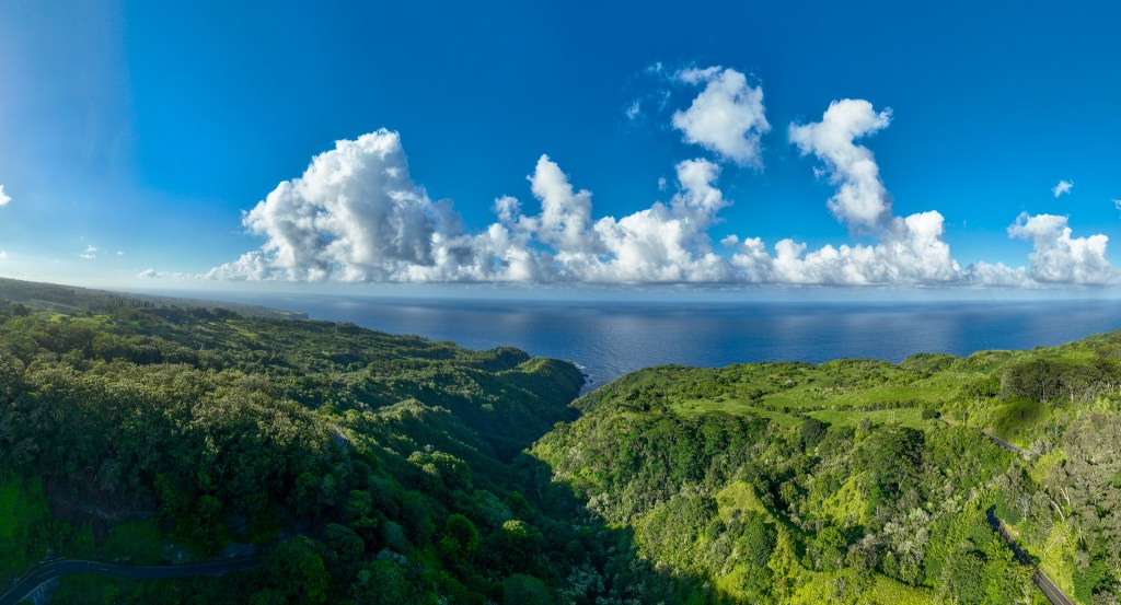 The 65-mile road to Hana is often a bumper-to-bumper, hours-long ride. It's been almost void of traffic since the Aug. 8 wildfires on Maui. (Nathan Eagle/Civil Beat/2023)