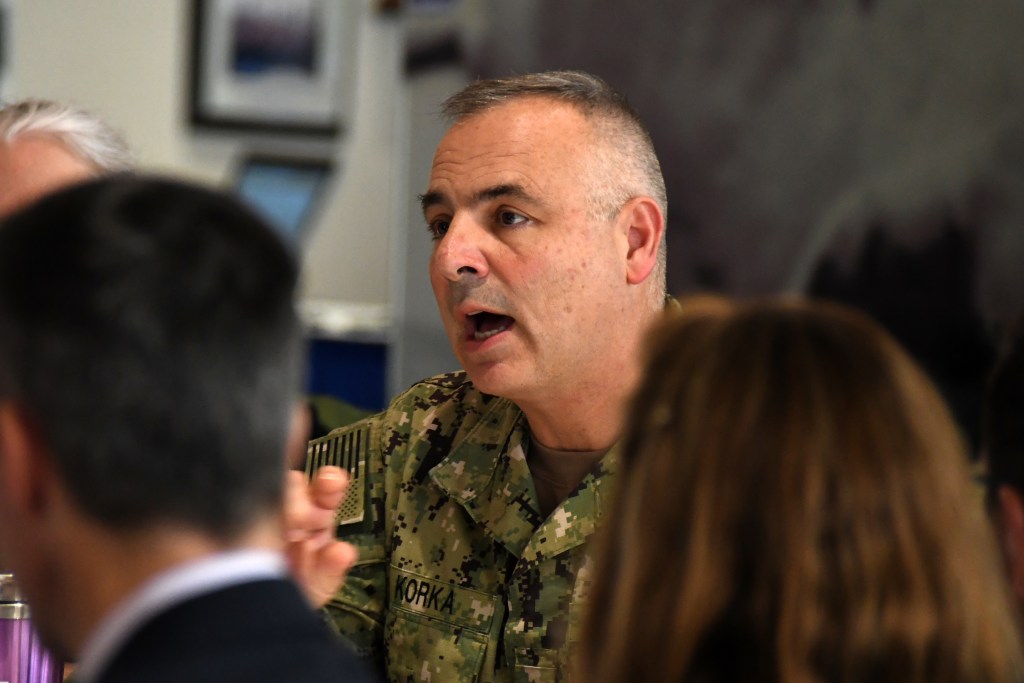 190619-N-YB753-0025 WASHINGTON (June 19, 2019) Rear Adm. John W. Korka, commander of Naval Facilities Engineering Command (NAVFAC), delivers opening remarks to executive leaders from eight Public Private Venture (PPV) housing partner companies during a meeting at Joint Base Anacostia in Washington, D.C., June 19. The Department of Defense is committed to providing quality living conditions to our service members and their families. The health, safety and security of our service members are their families is top priority. (U.S. Navy photo by Chief Mass Communication Specialist Brian Morales)