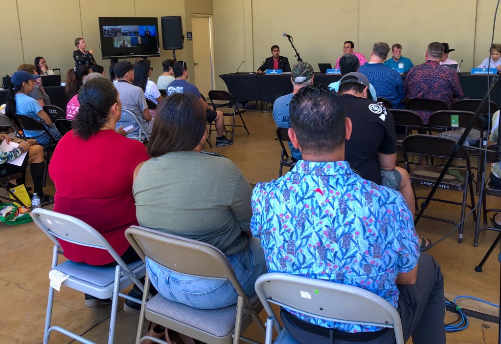 A rare Senate field hearing on Maui examined insurance issues piling up on the Valley Isle. (Kirstin Downey/Civil Beat/2023)