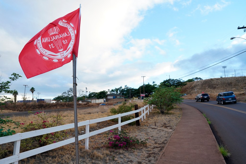 Teachers, faculty and staff return to Lahainaluna High School before students Monday, Oct. 16, 2023, in Lahaina. The school has been closed since the Aug. 8 fire and studying at other schools in Maui. (Kevin Fujii/Civil Beat/2023)