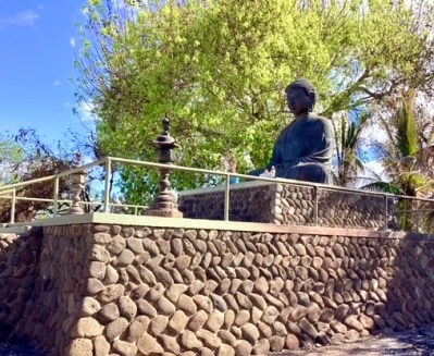 Lahaina Jodo Mission Buddha statue Maui Lahaina fires recovery salvage Denby Fawcett column