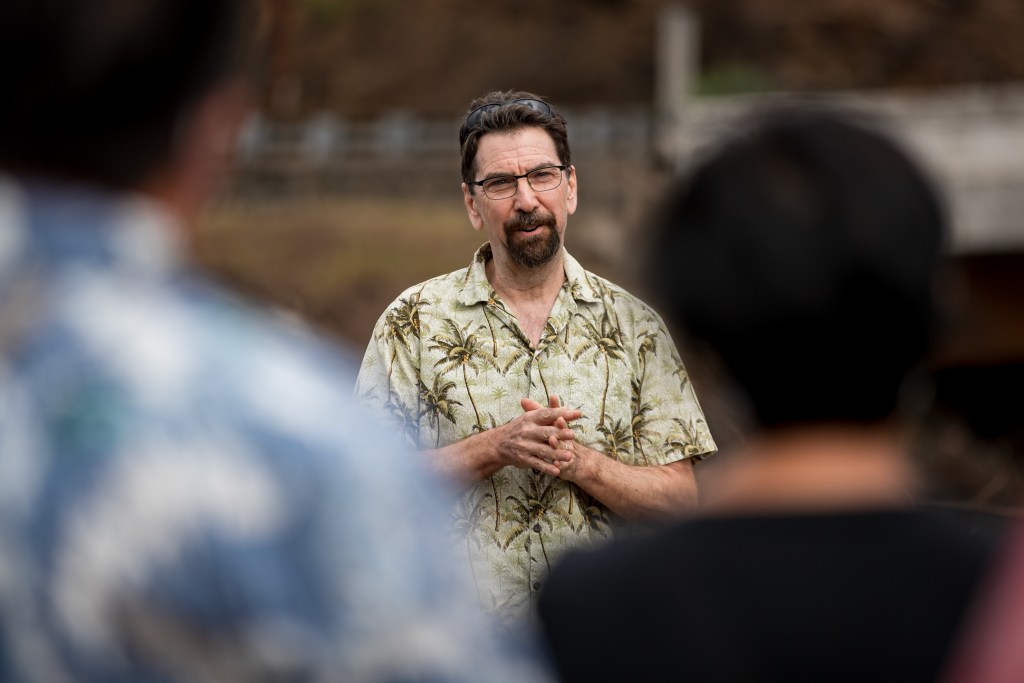 Michael Constantinides, assistant director for technology with the U.S. Department of Agriculture's Natural Resources Conservation Service, says it's better to plant the invasive grasses to control the soil than do nothing. (Nathan Eagle/Civil Beat/2023)