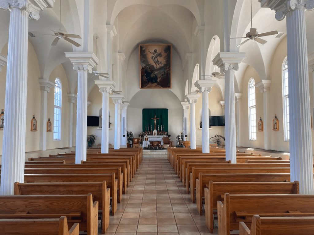 Interior of Maria Lanakila Church, completely unscathed