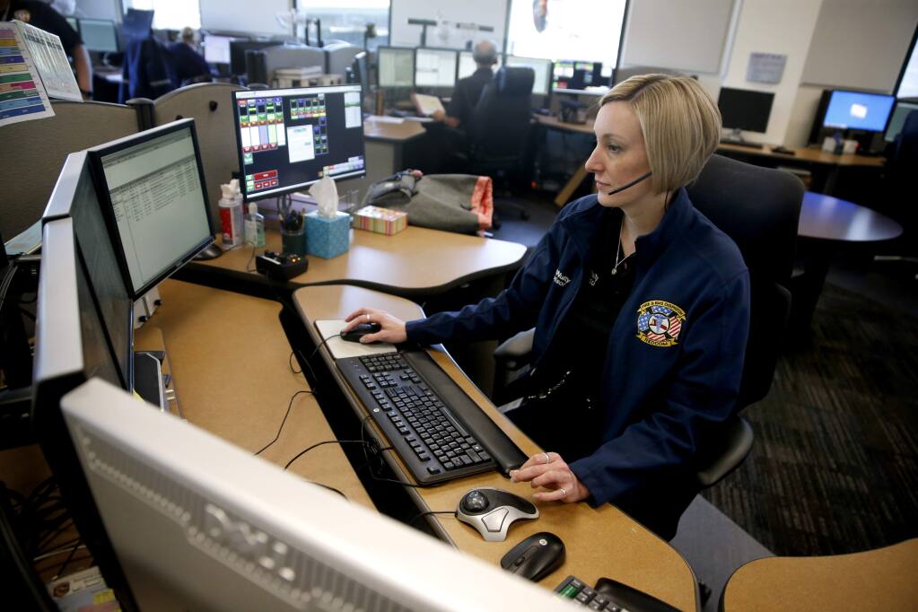 KT McNulty, a former supervisor for the Redwood Empire Dispatch Communications Authority (REDCOM) in Santa Rosa, California was lauded for her performance during the 2017 Tubbs fire. (Kent Porter/Courtesy of The Press Democrat/2019)