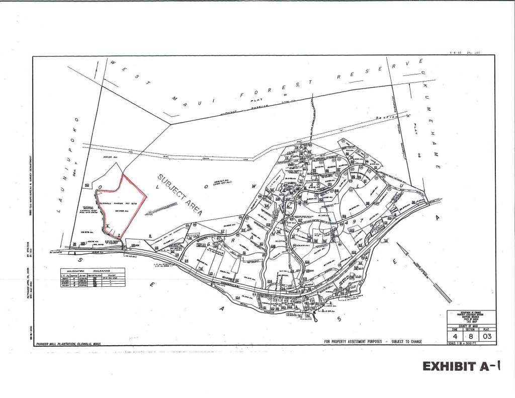 This map shows Olowalu and the site of the proposed landfill outlined in red. (Courtesy: BLNR/2023)