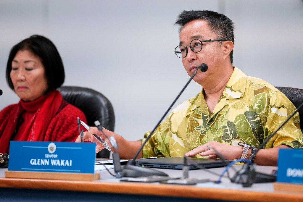 Senator Glenn Wakai listens to testimony during a Senate Ways and Means Committee meeting Wednesday, Dec. 20, 2023, in Honolulu. (Kevin Fujii/Civil Beat/2023)