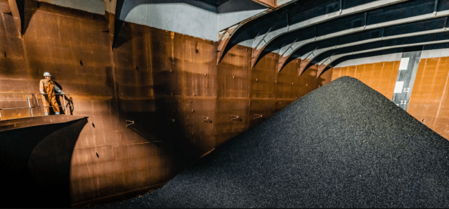 An image of The Hidden Gem's cargo hold and some 3,000 tons of polymetallic nodules collected from the sea floor during mining trials in 2022.