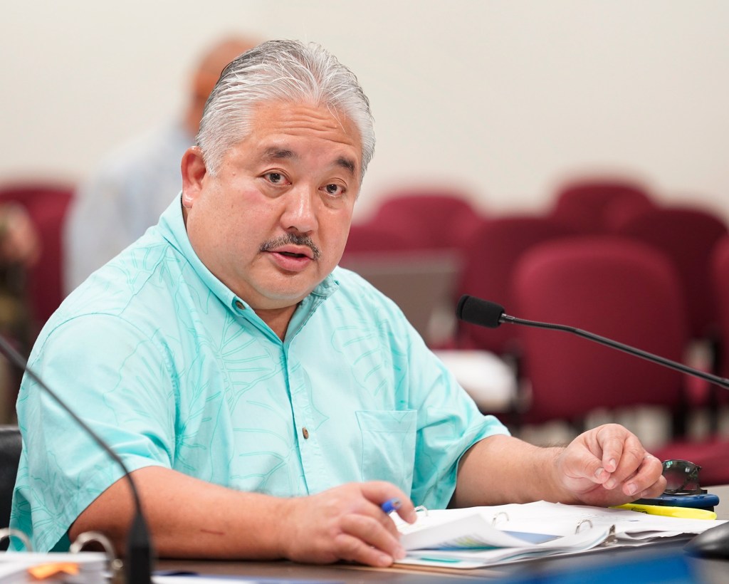 Department of Education superintendent Keith Hiyashi testifies to the House of Representatives education committee Tuesday, Jan. 16, 2024, in Honolulu. (Kevin Fujii/Civil Beat/2024)
