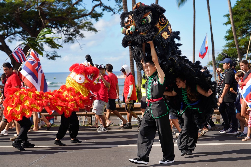 The Hoʻulu Lahaina Unity Gathering represented a broad cross-section of Lahaina, which included cultural performances from Chinese, Tongan, Hawaiian and others. (Kevin Fujii/Civil Beat/2024)
