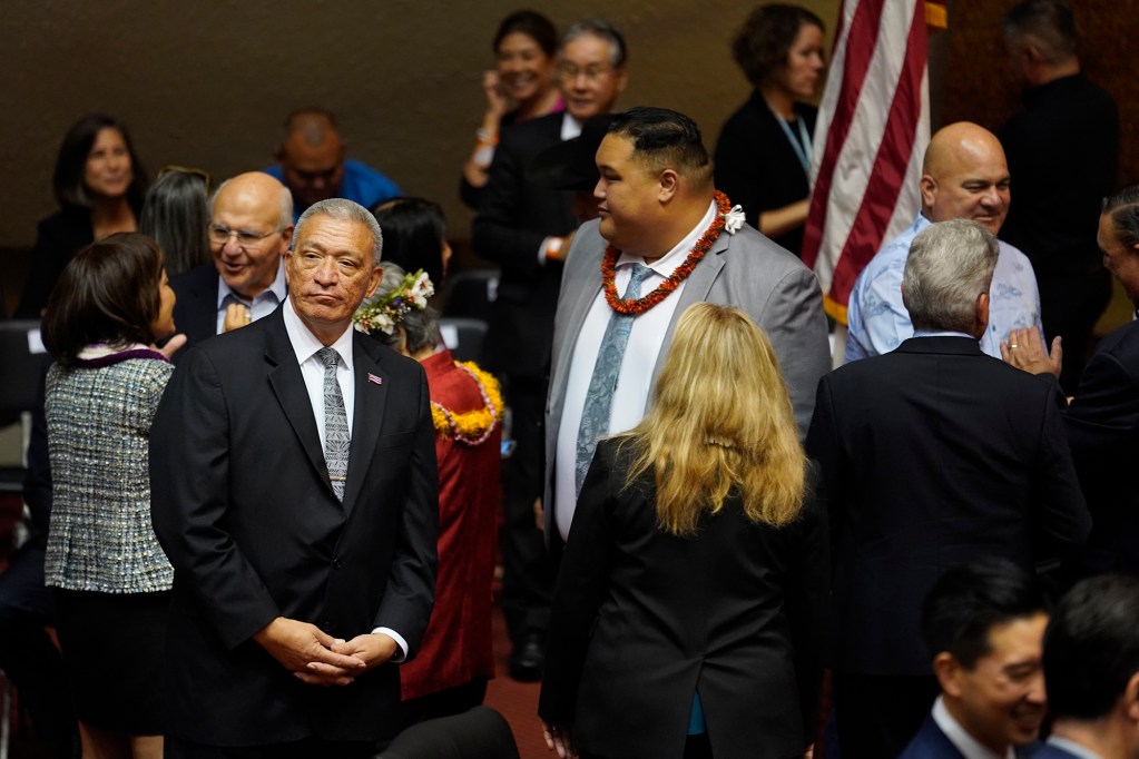 Maui Mayor Richard Bissen traveled to Oahu for Gov. Josh Green's State of the State address on Jan. 22 at the Capitol as the 2024 legislative session got underway. Lawmakers intend to focus their work through early May largely on Maui's recovery. (Kevin Fujii/Civil Beat/2024)