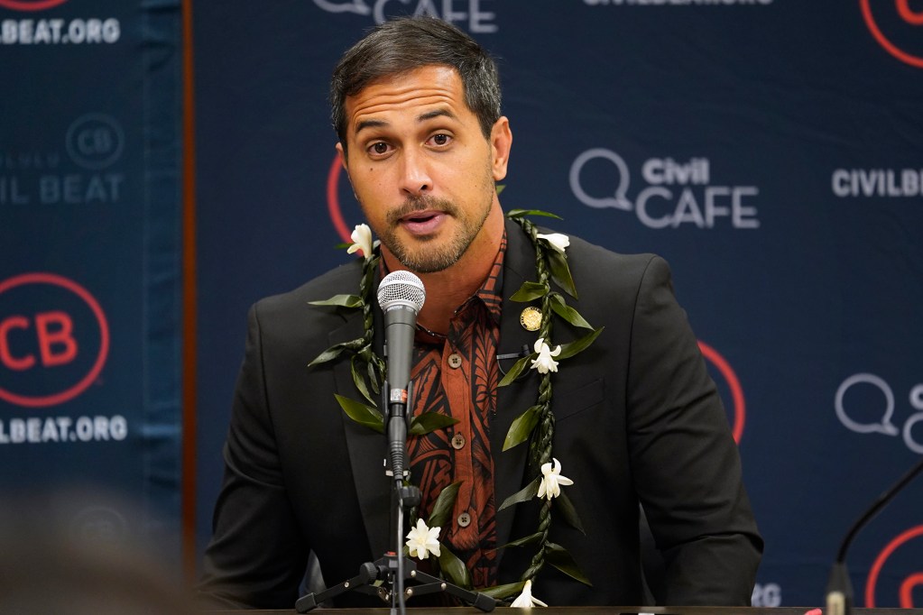 Sen. Brenton Awa speaks during the Civil Cafe at the Capitol Tuesday, Jan. 23, 2024, in Honolulu. The talk story event was hosted by Civil Beat. (Kevin Fujii/Civil Beat/2024)