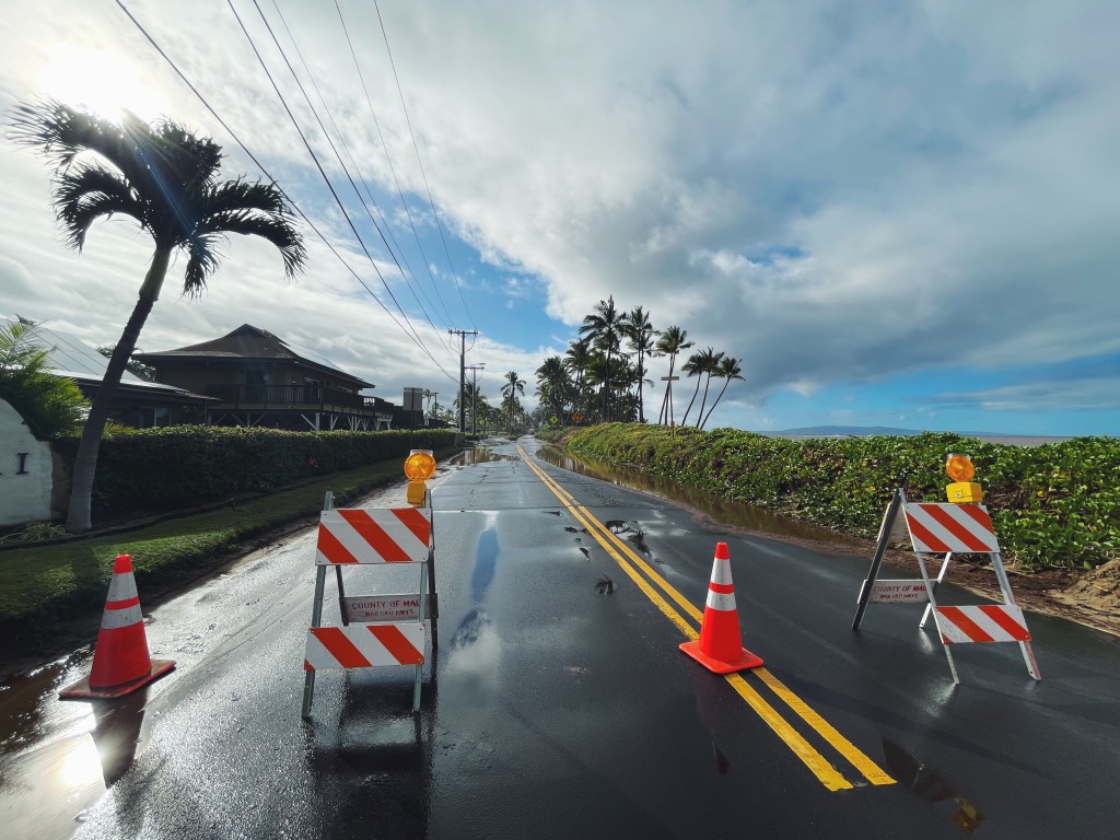 Flooding forced the closure of a section of South Kihei Road on Jan. 10, 2024.