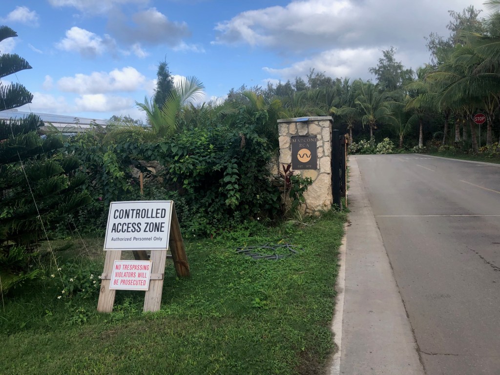Signs warn visitors away at Marconi Farms in Kahuku