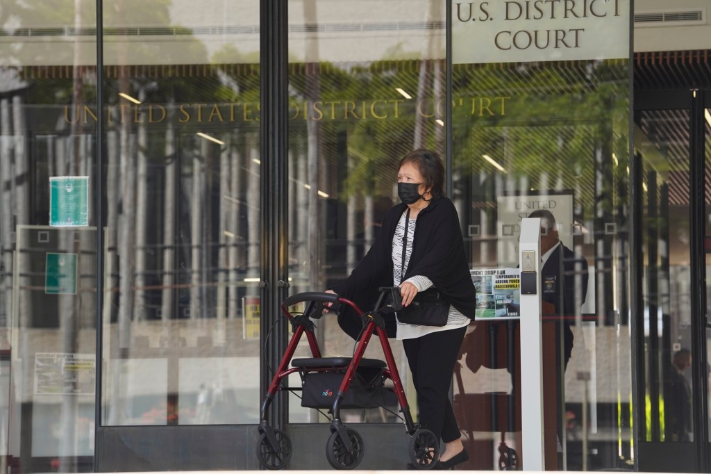 Terri Otani leaves the Prince Jonah Kuhio Kalanianaole Federal Building courthouse Tuesday, Feb. 6, 2024, in Honolulu. Otani is charged in a corruption scandal. (Kevin Fujii/Civil Beat/2024)