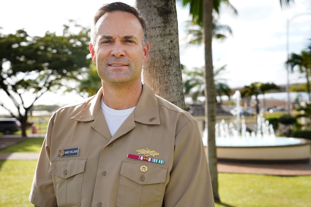 Rear Admiral Marc Williams is photographed Wednesday, Feb. 7, 2024, in Honolulu. Adm. Williams will oversee the closure of Red Hill tank fuel storage facility. (Kevin Fujii/Civil Beat/2024)