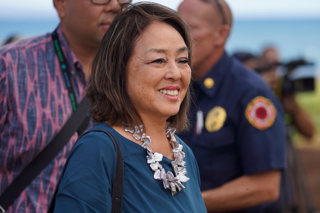 Maui County Council member vice-chair Yuki Lei Sugimura is photographed on Wednesday, Feb. 21, 2024, in Lahaina. (Kevin Fujii/Civil Beat/2024)