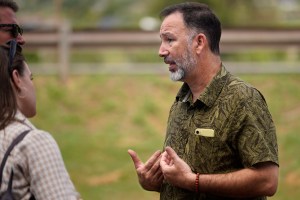 Maui County Councilman Gabe Johnson is photographed Wednesday, Feb. 21, 2024, in Lahaina. (Kevin Fujii/Civil Beat/2024)