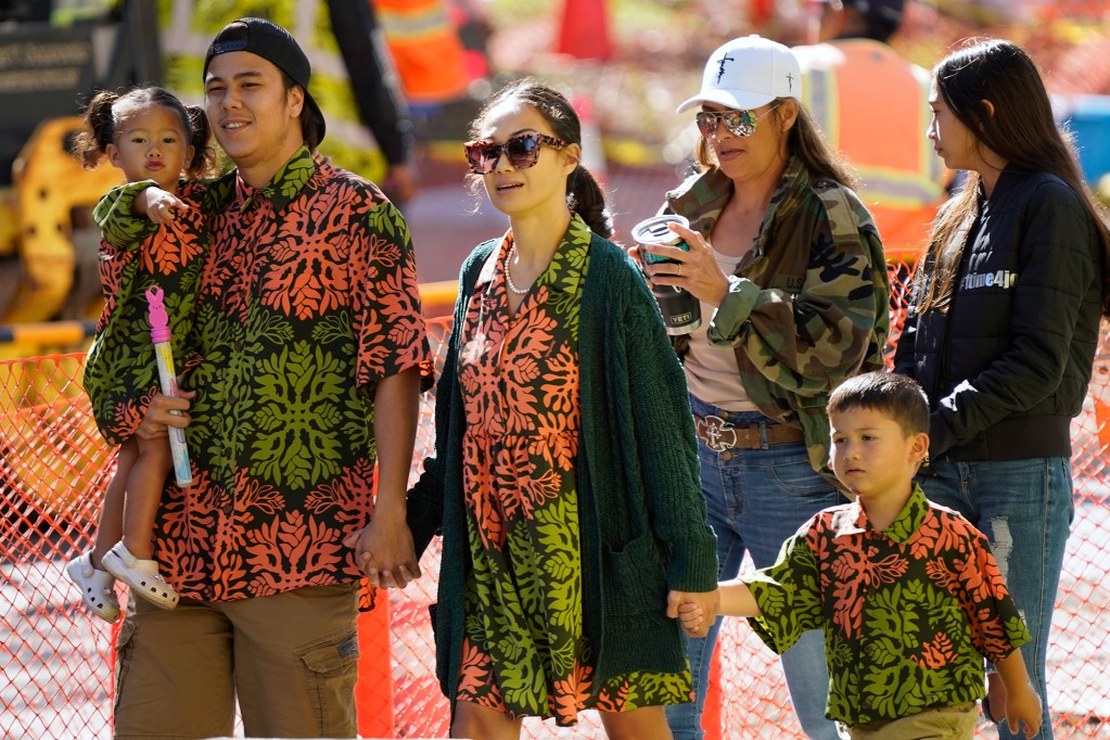 Ashley Wong arrives with supporters to testify as a witness in the Miske trial Wednesday, April 17, 2024, in Honolulu. Her boyfriend, Johnathan Fraser, went missing since late summer of 2016. (Kevin Fujii/Civil Beat/2024)