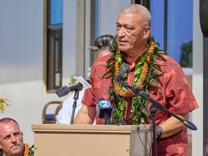 The Ke Ao Maluhia at Maui Lani  has already begun to house Lahaina Fire victims. The first unit was presented to the Frasier (Sp?) family  taking possession during an afternoon ceremony that included Maui Mayor Richard Bissen, Governor Josh Green.  Other dignitaries representing individual groups that have supported the efforts since the days shortly after the August 8, 2023 fire were also in attendance Da.vid Croxford/Civil Beat/2024
