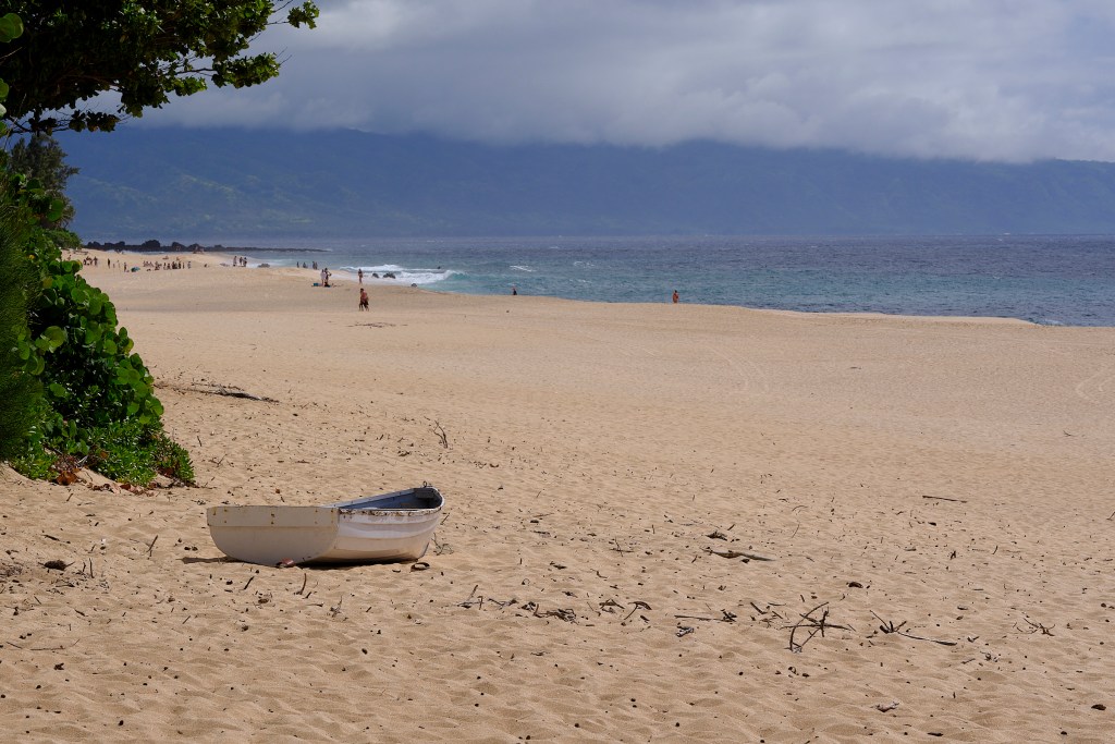 Scenes from Ehukai Beach Park, more popularly known as Pipeline where Tamayo Perry, a City and County of Honolulu lifeguard often surfed. The beach area at Ehukai Beach Park is home to both the Banzai Pipeline and Back Door surf breaks and is dormant and empty during the Summer. Photographed June 25th, 2024.(David Croxford/Civil Beat/2024)
