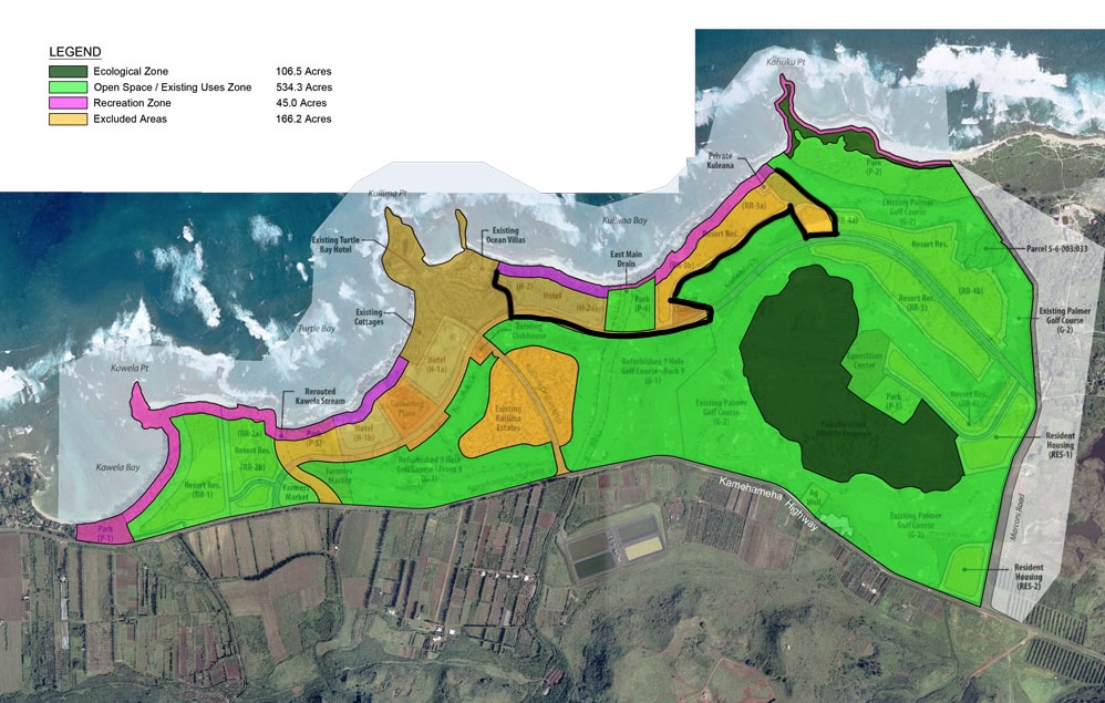 Map showing the zoning for the area between the Turtle Bay Resort and Marconi Point.
