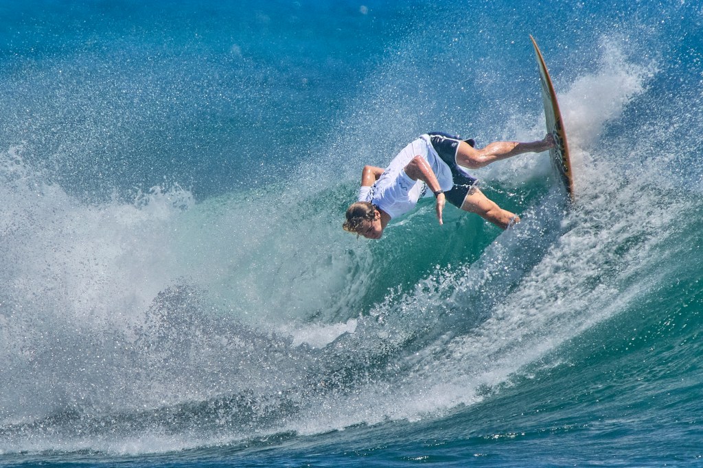On Tuesday and Wednesday Nike Swim hosted the inaugural Honua Finals: The World Cup of Interscholastic Surfing that brought High School surfers from Hawaii, the Mainland and New Zealand together at Ala Moana Bowls to compete in the first Scholastic International surfing competition. (David Croxford/Civil Beat/2024)