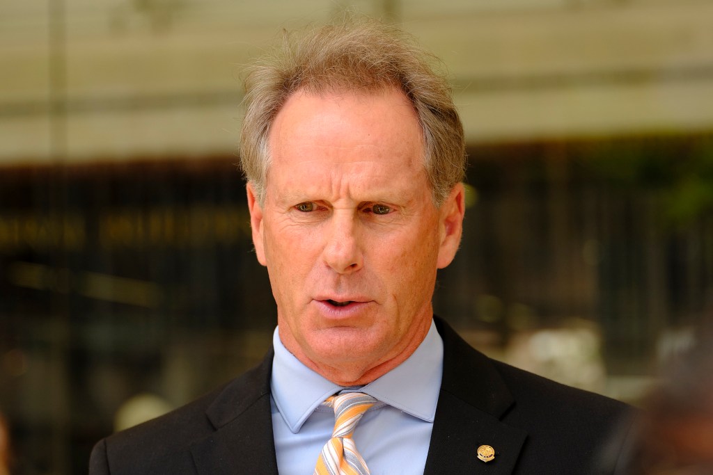 After the Michael Miske case concluded with the jury announcing what assets could be seized, US Attorney Ken Sorenson, stepped outside US Federal Court and spoke with members of the press. (David Croxford/Civil Beat/2024)