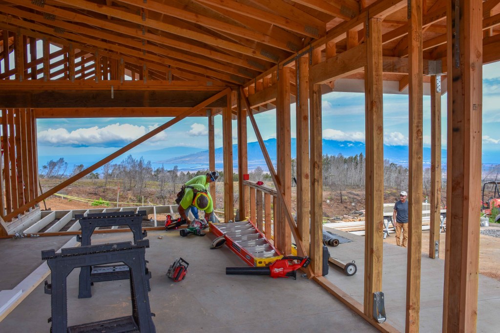 Tom Liu is rebuilding the cottage that burned in the Aug. 8 fire in Kula. (Cammy Clark/Civil Beat/2024)