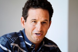 U.S. Senator Brian Schatz meets with the Honolulu Civil Beat editorial board Thursday, Aug. 15, 2024, in Honolulu. (Kevin Fujii/Civil Beat/2024)