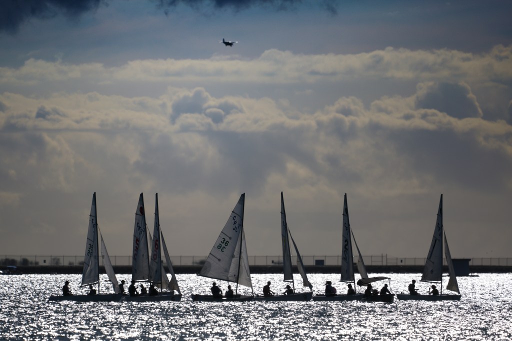 University of Hawaii Rainbow Sailing team prepares for its first set of races in California practicing in the area around Mokauea Island in Sand Island, Wednesday September 4th, 2024 (David Croxford/Civil Beat/2024