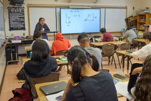 Jennifer Nakamoto teaches a 9th grade Math course at McKinley High School in Honolulu and is observed during her lesson October 31st, 2024(David Croxford/Civil Beat/2024)