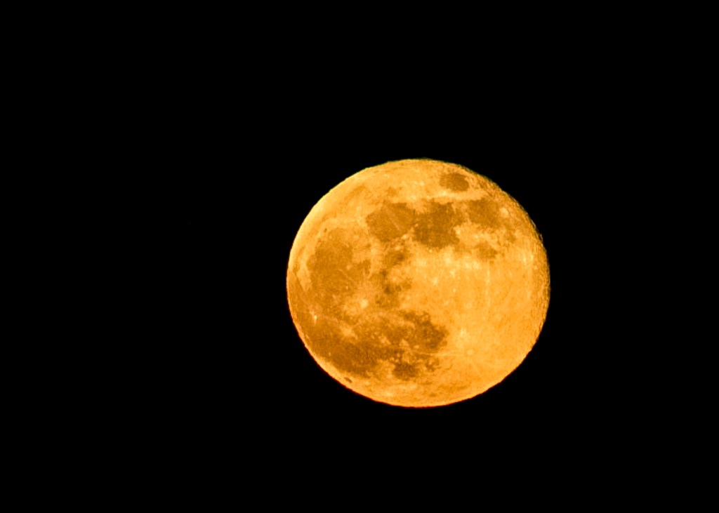 Hunter's Super Moon was visible from Makapuu on Thursday evening. (Nathan Eagle/Civil Beat/2024)