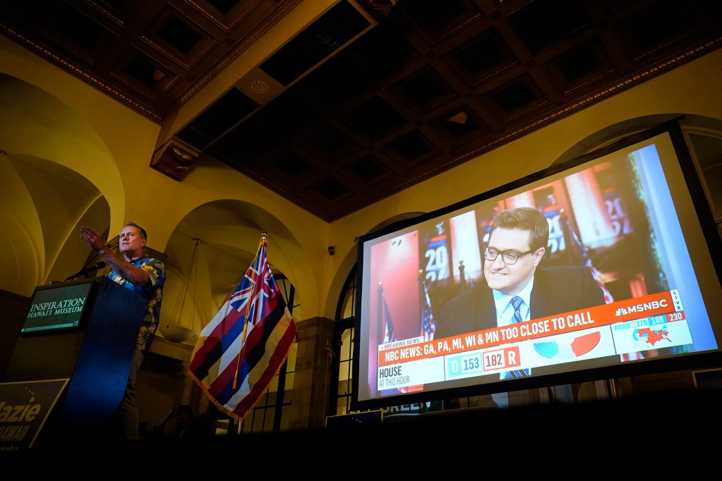 U.S. Rep. Ed Case speaks during the Democrat election night watch party Tuesday, Nov. 5, 2024, in Honolulu. (Kevin Fujii/Civil Beat/2024)