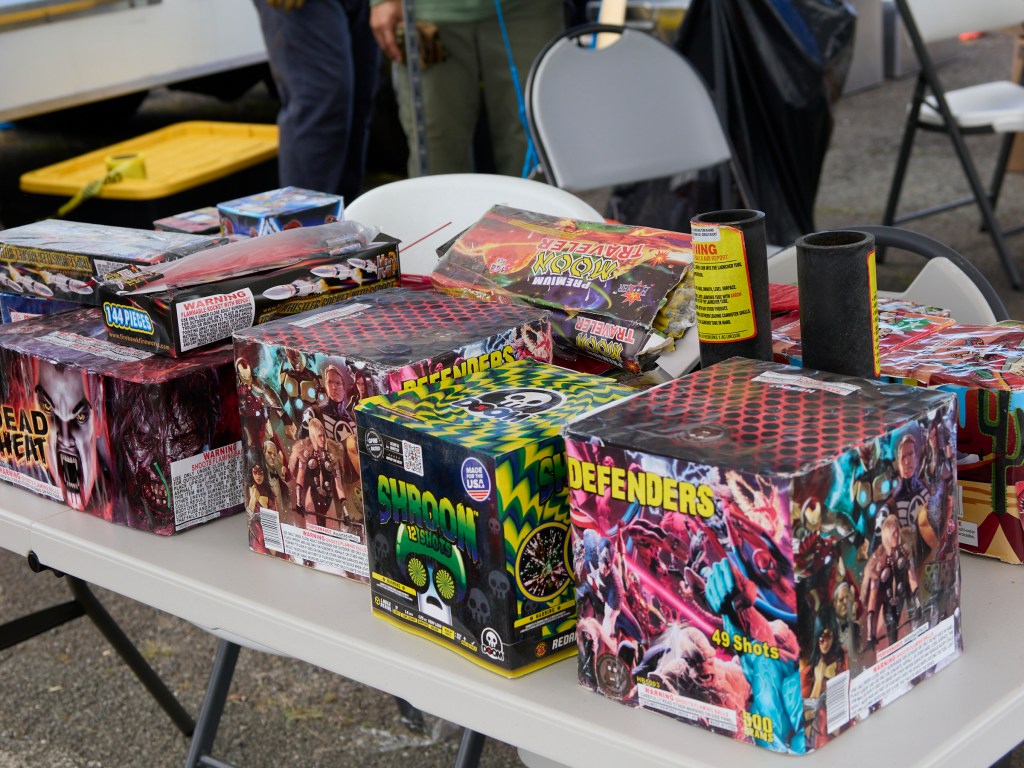 In light of the tragic loss of life at an Aliamanu Fireworks party on New Years evening, the Dept of Law Enforcement under the Direction of Jordan Lowe and in conjunction with HPD Bomb squad and various other state and local agencies conducted a Fireworks Amnesty event at Aloha Stadium on Saturday January 11th and invited the public to turn in any illegal fireworks with no questions asked.  Both professionally manufactured and self made elements were turned in to agents who sorted and packed the fireworks for disposal at a later date. (David Croxford/Civil Beat/2025)