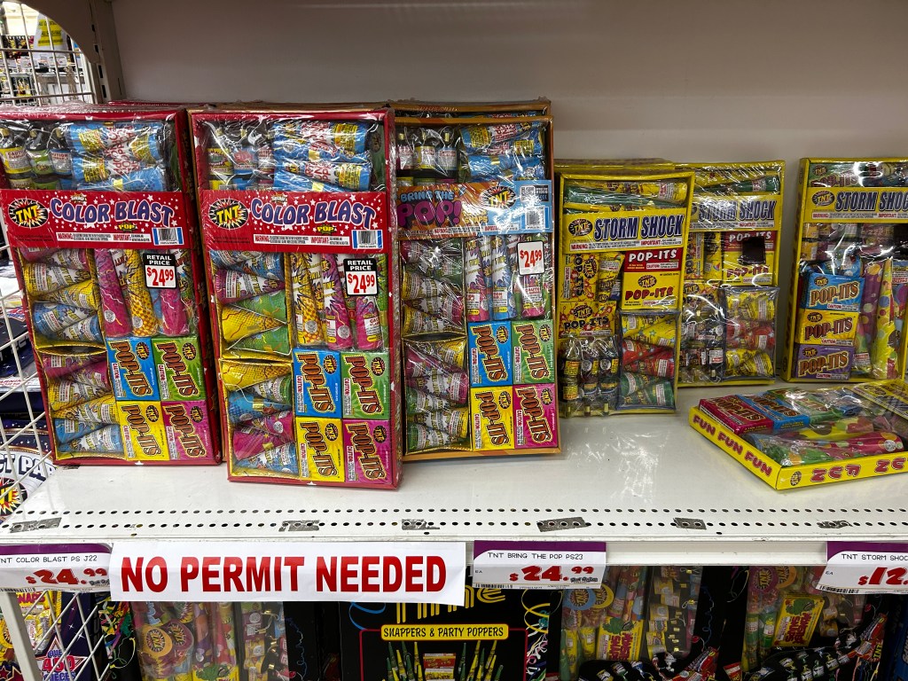 Stock photo of firecrackers that can be bought without a permit and operated legally.