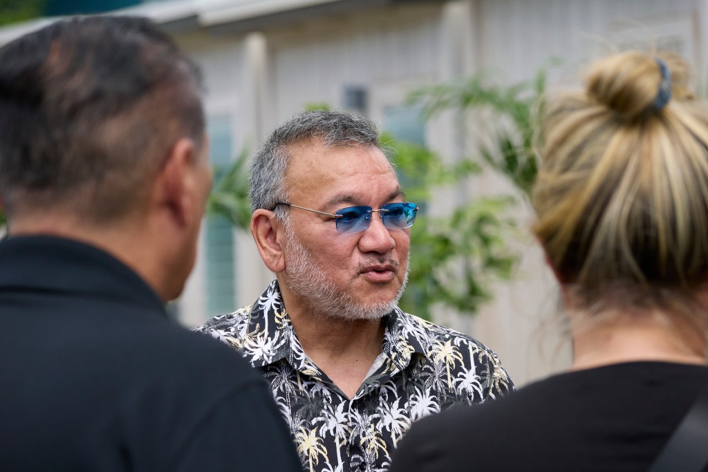 Former State Representative John Mizuno and Honolulu Councilman Tyler Dos Santos-Tam conducted a tour of one of the at  ALANA OLA PONO KAUHALE (David Croxford/Civil Beat/2025)