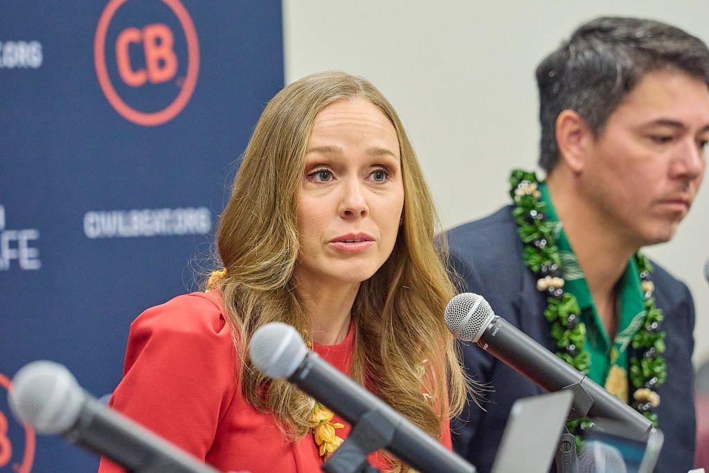 Civil Beat conducted a Civil Beat Café at the Hawaii State Capital on Wednesday March 5th moderated by Civil Beat Political Reporters Chad Blair and Blaze Lovell and attended by Representatives Lauren Matsumoto and Sean Quinlan. (David Croxford/Civil Beat/2025)
