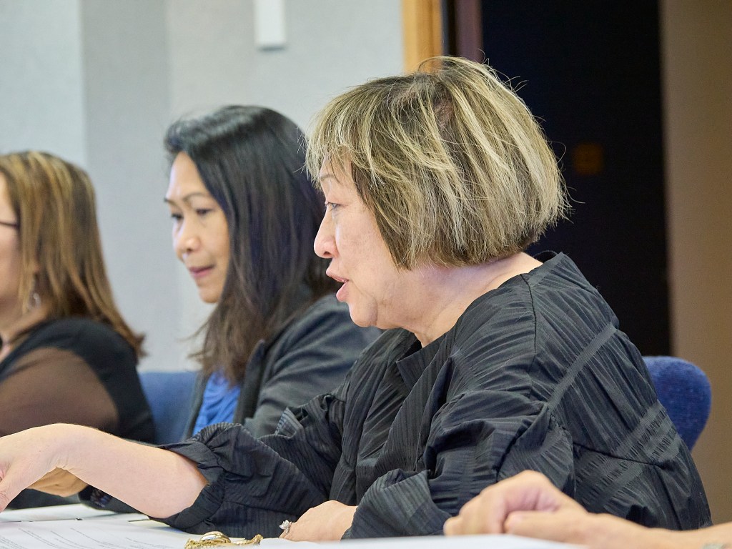 State Salary Commission Chair Colleen Hanabusa addresses the commission on Thursday March 13th in the Leiopapa A Kamehameha Building. Colleen Hanabusa Chair.(David Croxford/Civil Beat/2025)