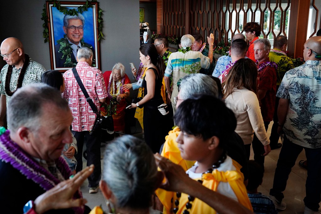 A portrait of the late Sen. Daniel K. Akaka hangs in the entry way of the new State Veterans Home which bears his name Wednesday, March 26, 2025, in Kapolei. (Kevin Fujii/Civil Beat/2025)
