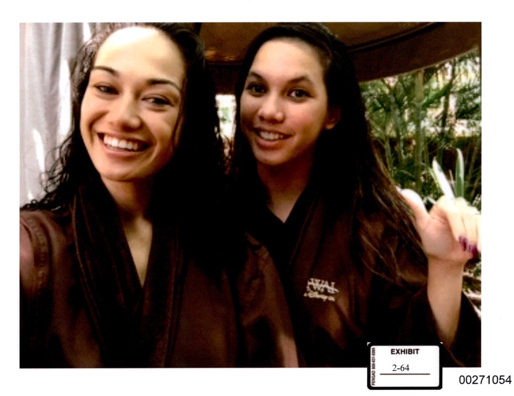 Delia Fabro-Miske (right) took Ashley Wong (left) a spa day on the day that Wong's boyfriend Johnathan Fraser disappeared in 2016. This photo of them posing at the spa was introduced as evidence. (Courtesy: U.S. District Court)