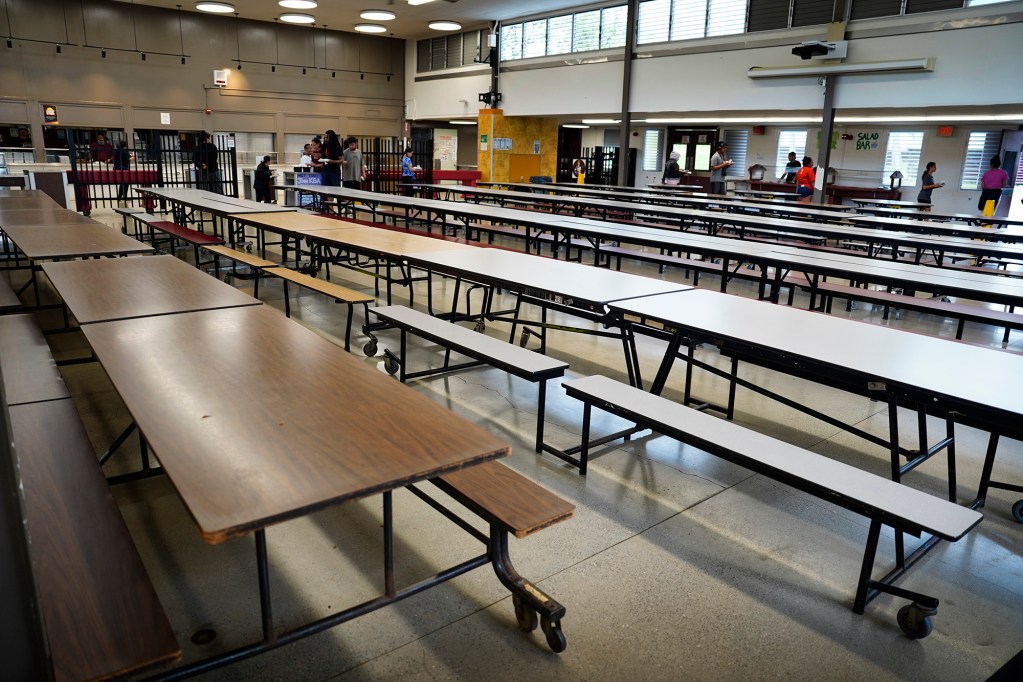 The Castle High School cafeteria is photographed Monday, May 5, 2025, in Kāneʻohe. (Kevin Fujii/Civil Beat/2025)