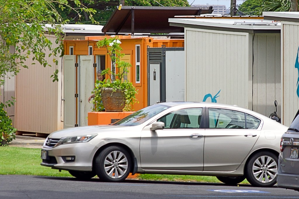 Tiny homes placed at the Hawaii Cedar Church property off King Kamehameha IV street in Kalihi