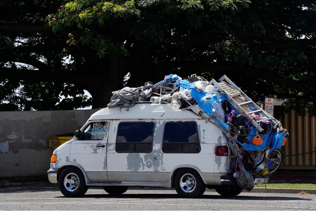 A homeless van is parked at Sand Island Thursday, Oct. 2, 2025, in Honolulu. (Kevin Fujii/Civil Beat/2025)