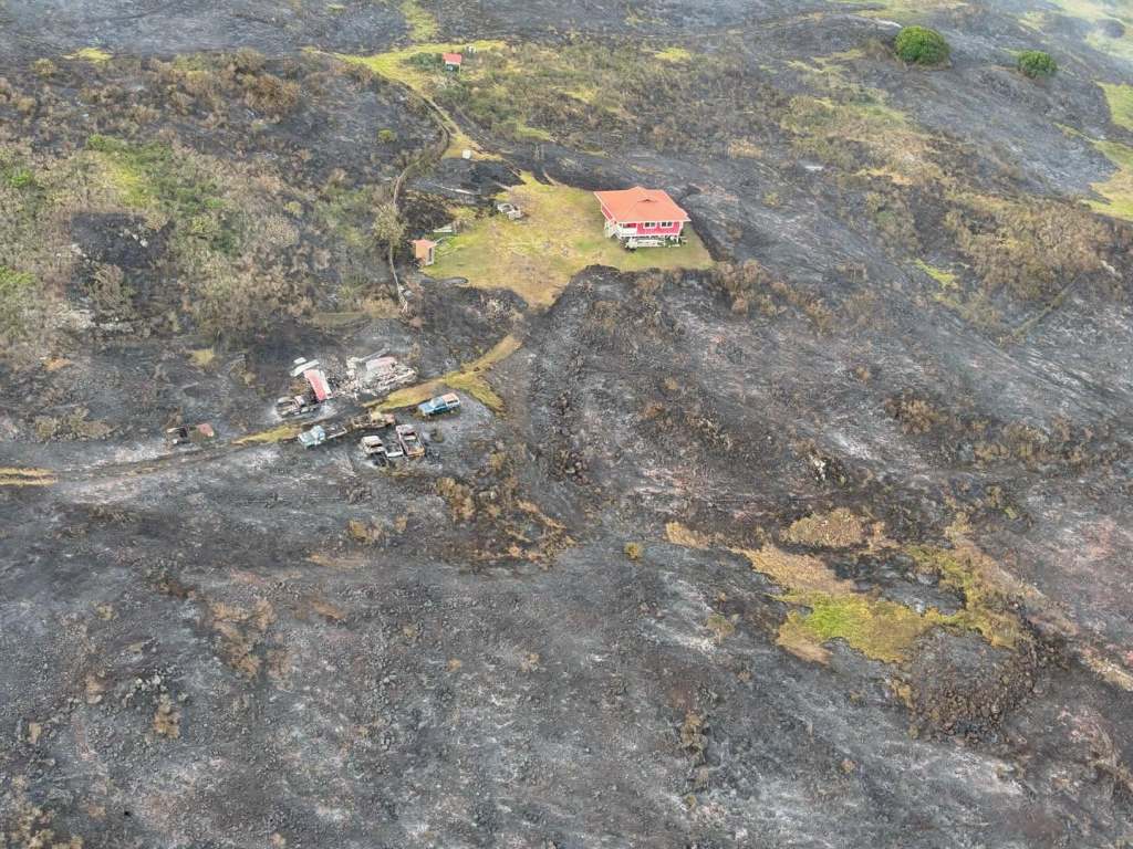 A wildfire in June 2025 prompted more than 100 evacuations and destroyed 330 acres in the homestead community of Kahikinui. (Photo posted to Maui County's social media)