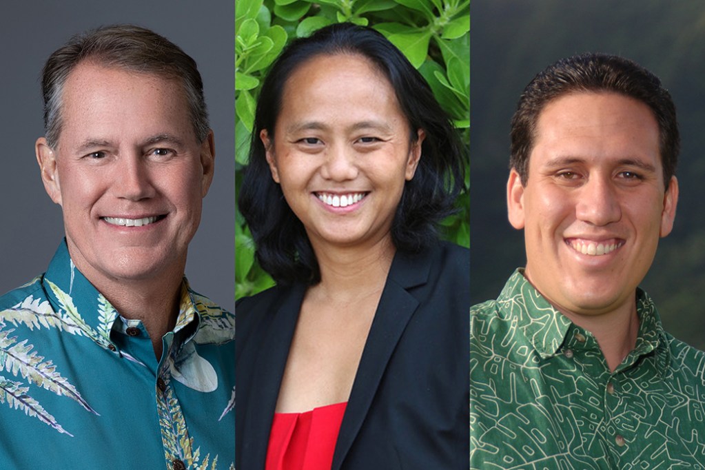Composite photo of Hawaii politicians Ed Case, Della Au Belatti and Jarrett Keohokalole