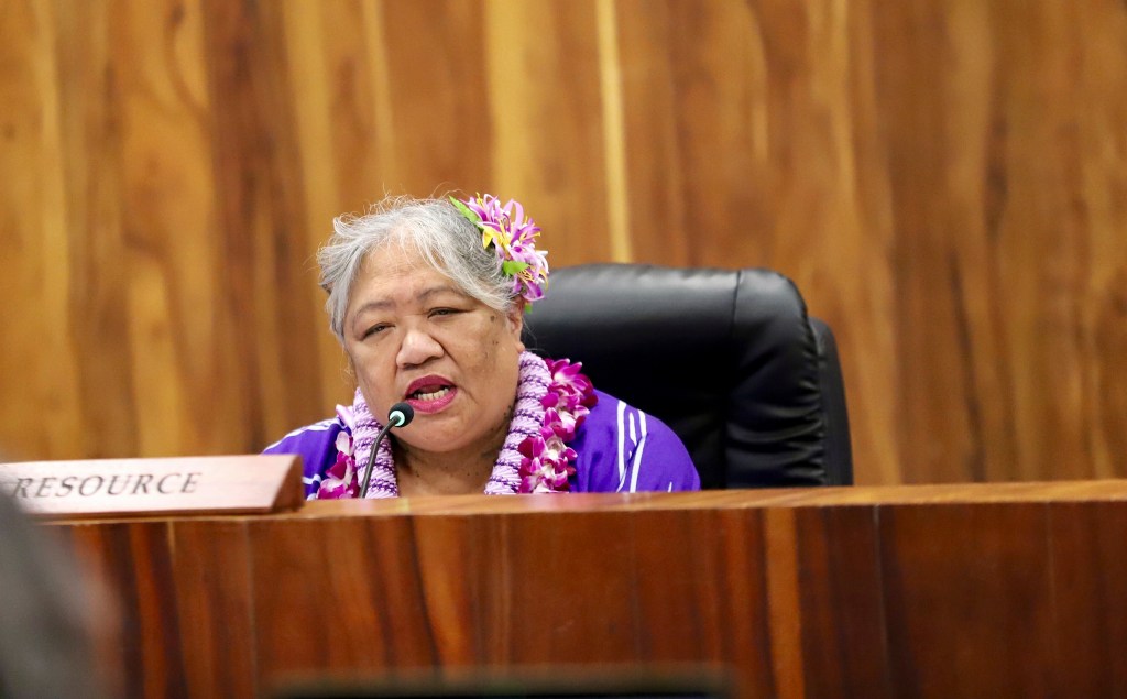 Carol Lee Kamekona is a long-time community organizer and advocate for the homeless and Native Hawaiian communities. She was the runner up to Tasha Kama in last year’s election. (Erin Nolan/Civil Beat/2025)